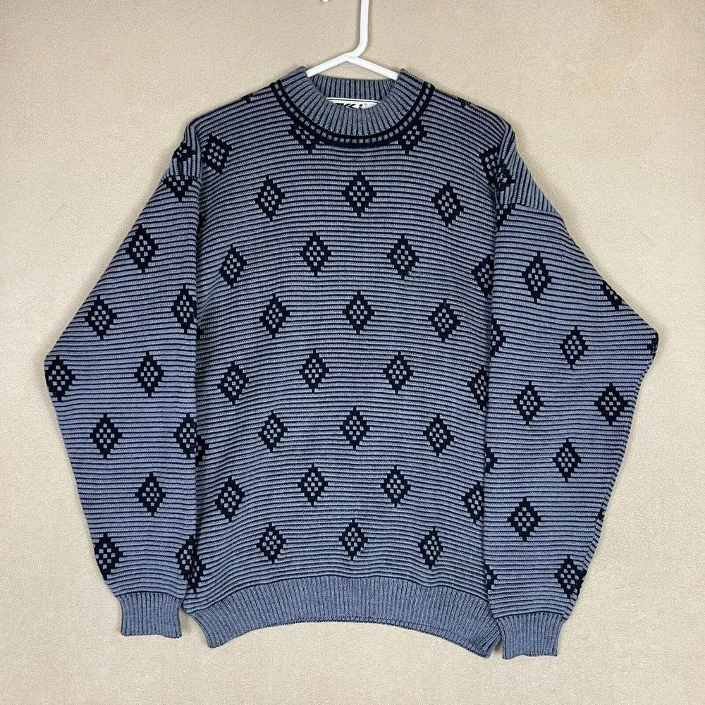 Ossi Skiwear Sweater Adult Large Gray Knit Heavyweight Long Sleeve Pullover Mens